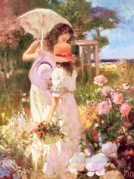 Impressionism Painting - Pick Flowers Pino Daeni beautiful woman lady